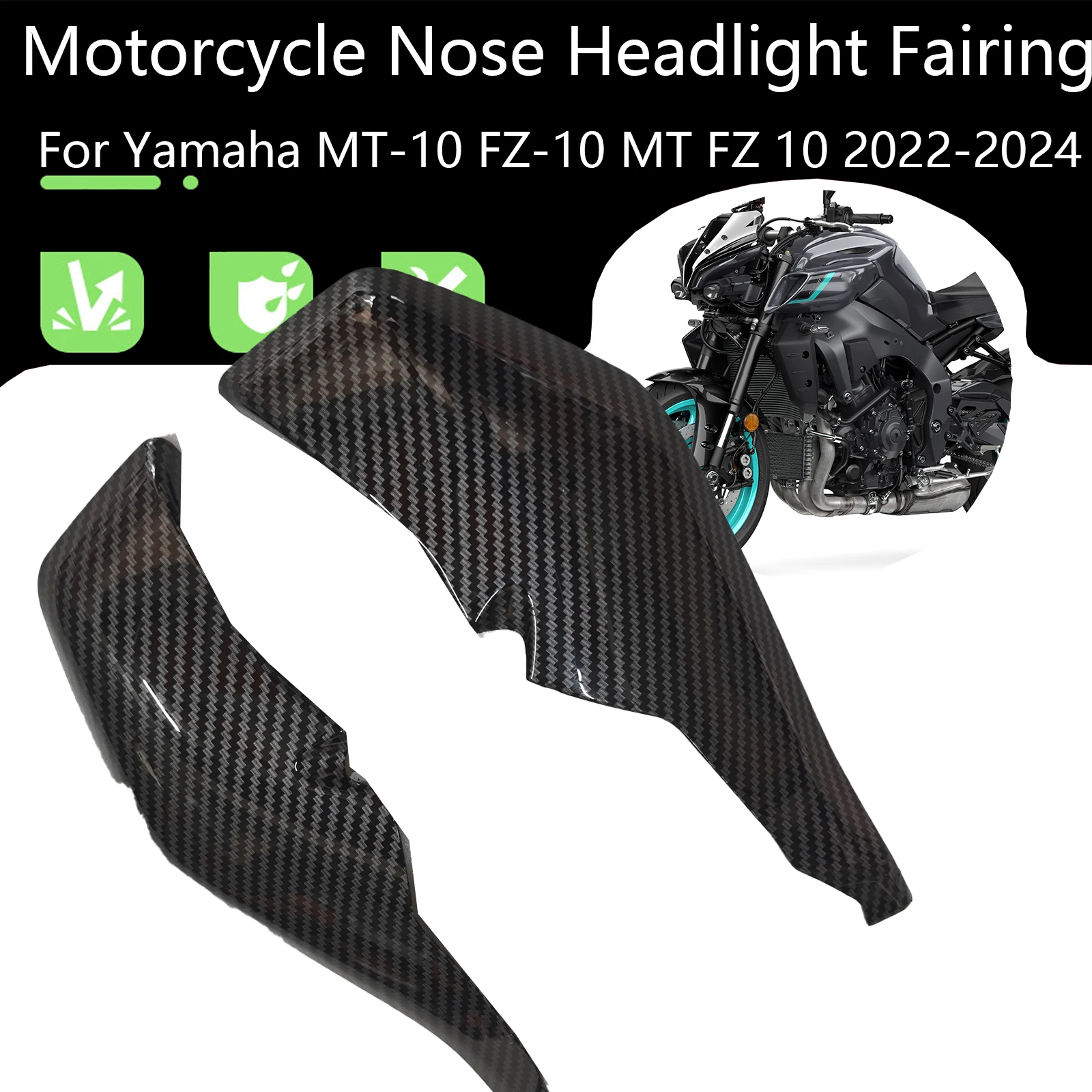 NEW Motorcycle Accessories Front Upper for Yamaha MT-10 MT10 FZ-10 2022-2024 Nose Headlight Fairing High Quality ABS Carbon