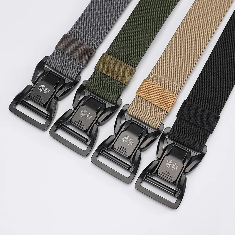 Cintura da uomo Classic Fashion Matching Essentials Tactical Quick Release Snap elastico per il tempo libero cintura tattica con fibbia in metallo