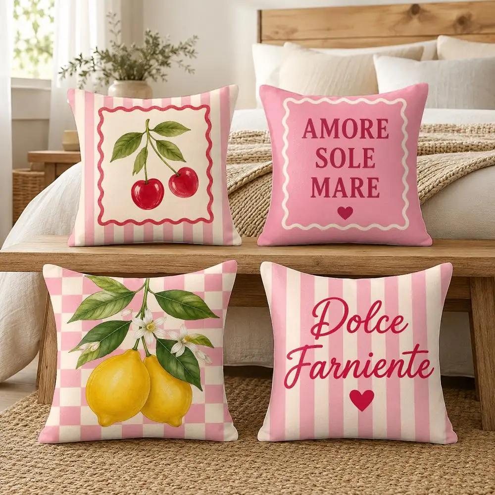 Italian Retro Feminine Style Cushion Cover Soft Short Plush Pillow Cover Smooth Cozy Texture Cushion Case Home Decor