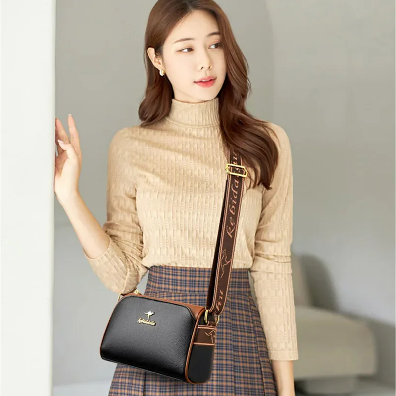 2024 Autumn New Trendy and Versatile Women\'s Small Bag Middle Aged Mom Handbag Soft Leather Texture One Shoulder Crossbody Bag