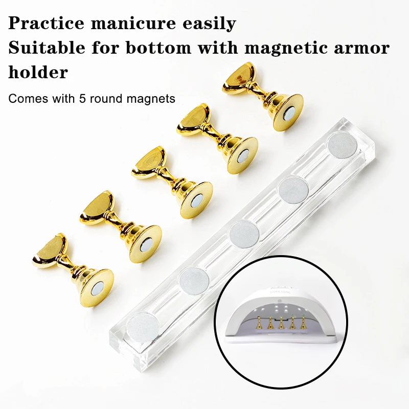 

1Pcs Magnetic Nail Holder Practice Display Stand Acrylic Crystal Showing Shelf Nail Art Tool Colorful Nail Polish For Novice