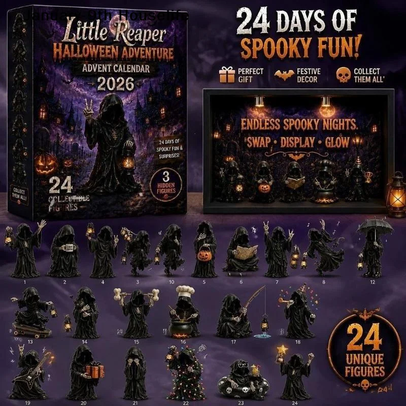 2026 Halloween Advent Calendar 24 Days Spooky Acrylic Ornaments Countdown Box Halloween Table Decor Gift Set
