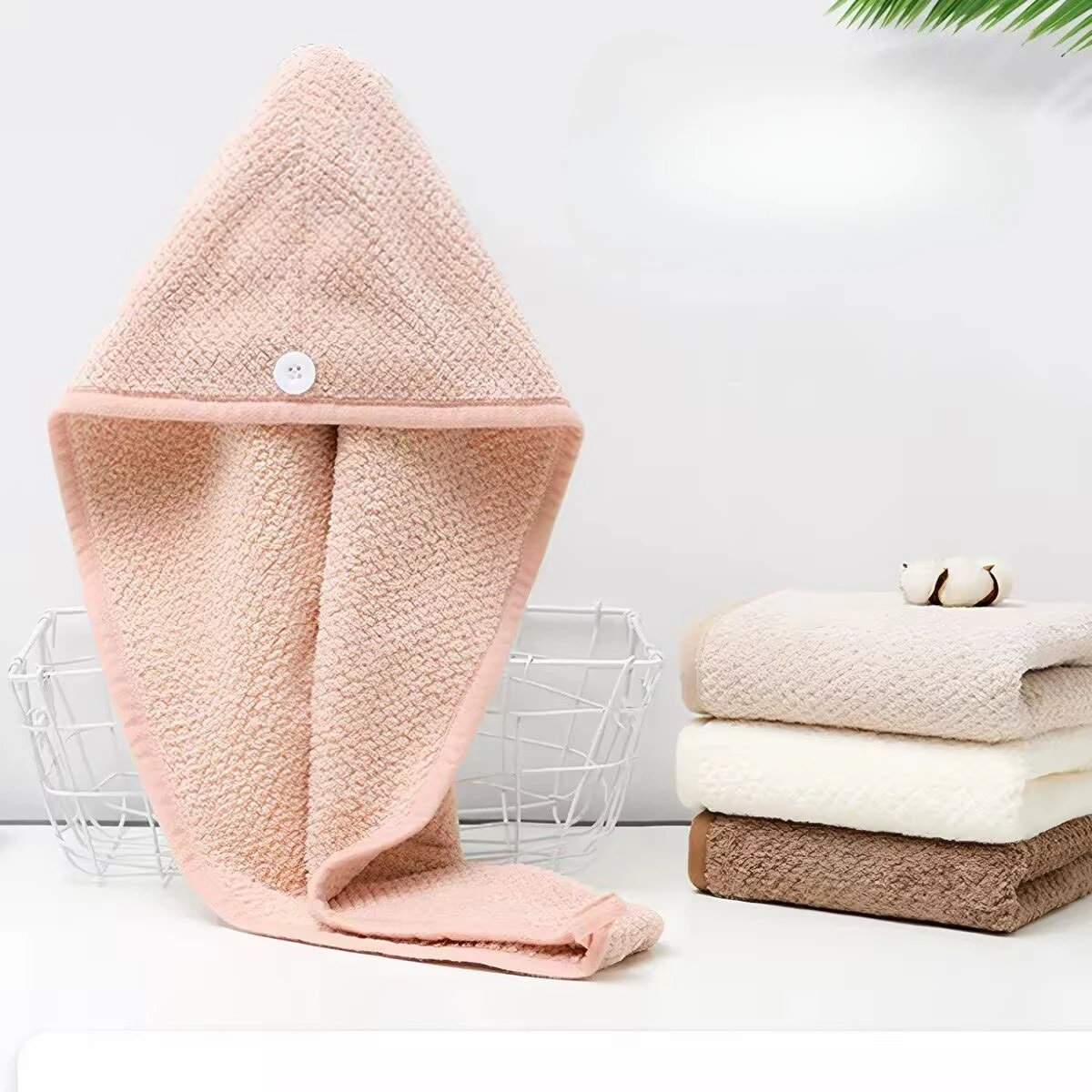 Women's Ultra-absorbent, Quick-drying, Thickened Hair-drying Towel Turban Made of Coral Fleece with Pineapple-patterned Design