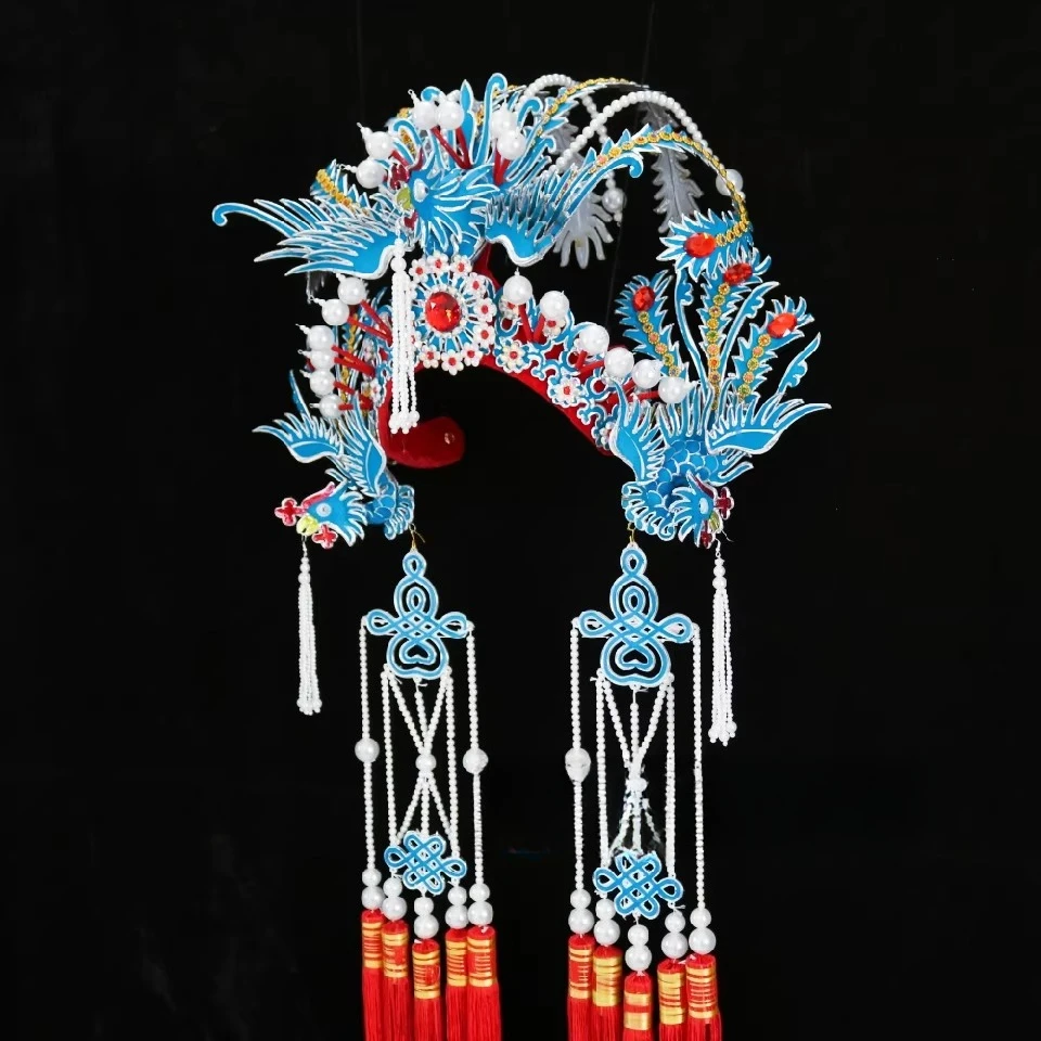 Opera Princess Helmet Beating Branch Helmet Head Hat Yue Opera Peking Opera Five-tailed Phoenix Crown Dot Silk Princess Crown