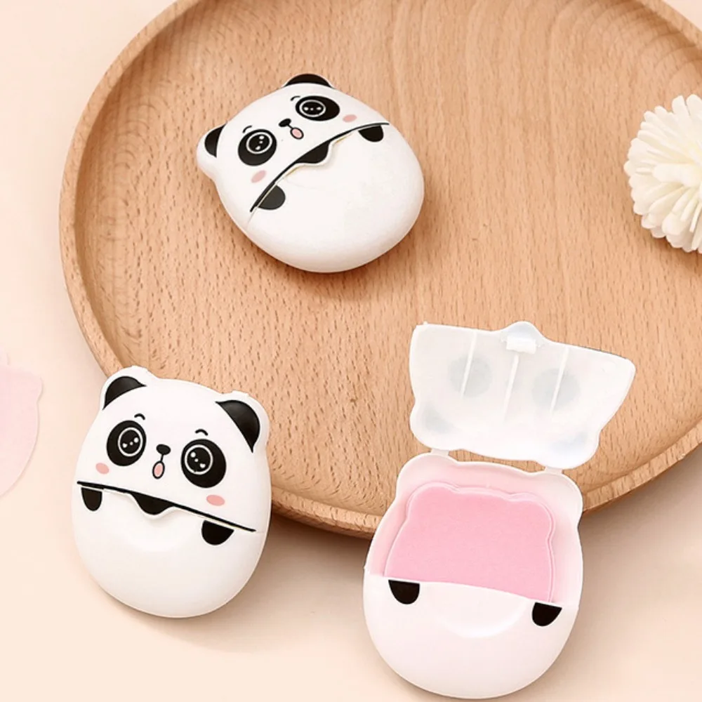 50pcs/box Cleaning Panda Soap Flakes Portable Disposable Soap Sheets Box-packed Mini Soap Tablet for Traveling Camping Hiking