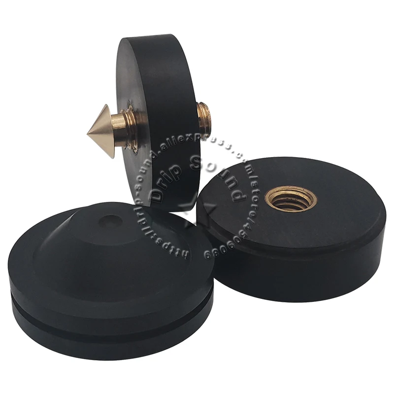 43 мм/1,69 дюйма, регулируемый динамик из черного дерева, HIFI аудиоусилитель, противоударная подставка, изолирующая подставка для ног, базовые подушечки # Черный