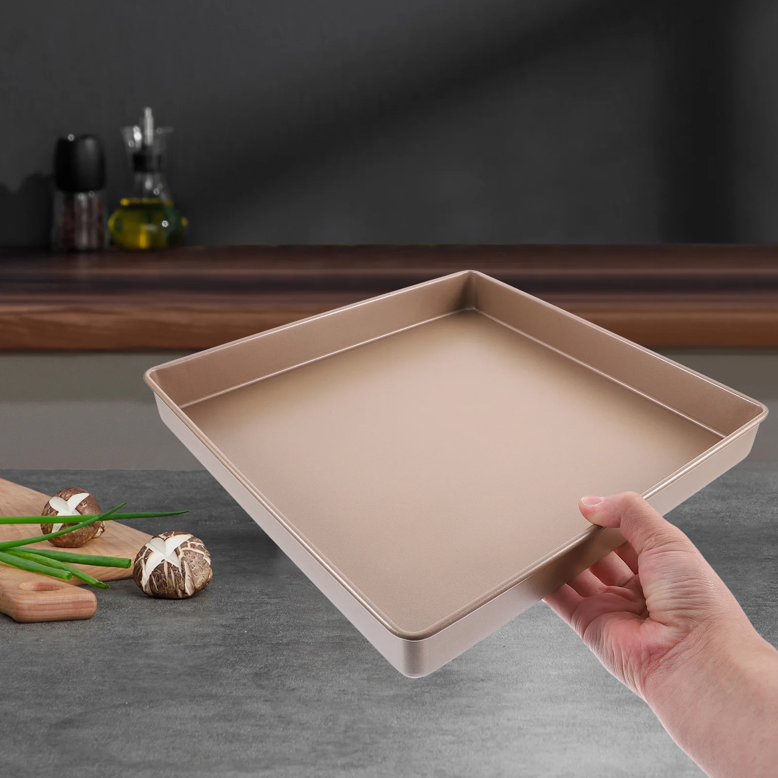 

Non-Stick Carbon Steel Baking Pan Square Reusable Oven Tray Multi-Function Baking Tool Kitchen Bakeware Cookie Sheet
