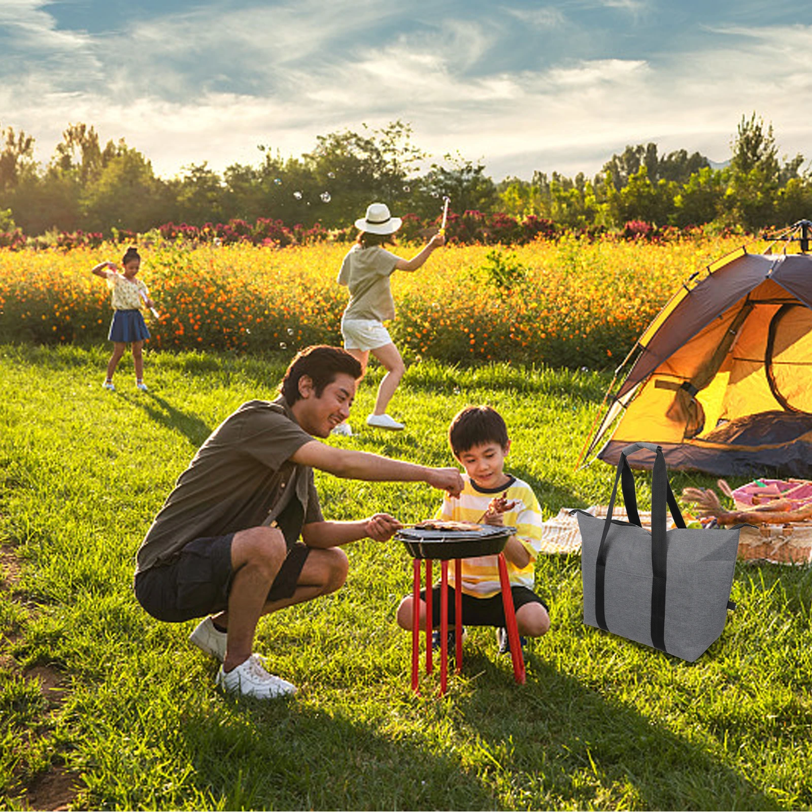 

Large Capacity Lunch Bag Waterproof Oxford Fabric Insulation Bento Bag for Work School Picnic Commute Thermal Cooler Tote