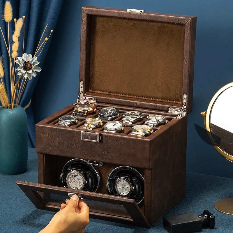 Leather Watch Winder Box Automatic Movement Mechanical Watch Winders Mechanical Watches Storage Box Silent Display Boxes Parts