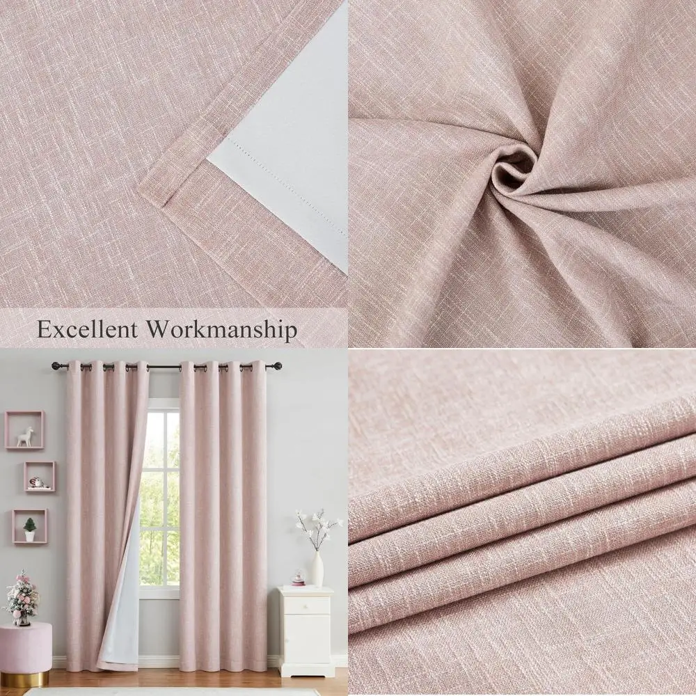 

Тяжелые льняные панели розово-розового цвета с термоизоляцией и втулками, длина 95, ширина 50, пара