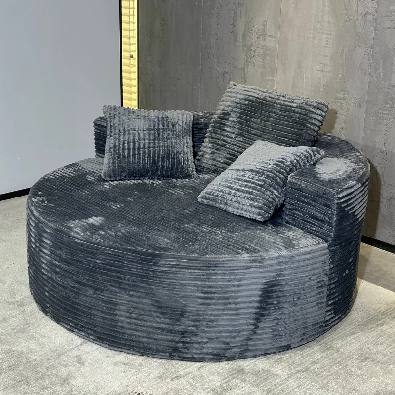 Nordic Minimalist Round Lounge Furnish Corduroy Vacuum Compressed Lazy Rest Furnishing Oversized Single Accent Seating Furniture