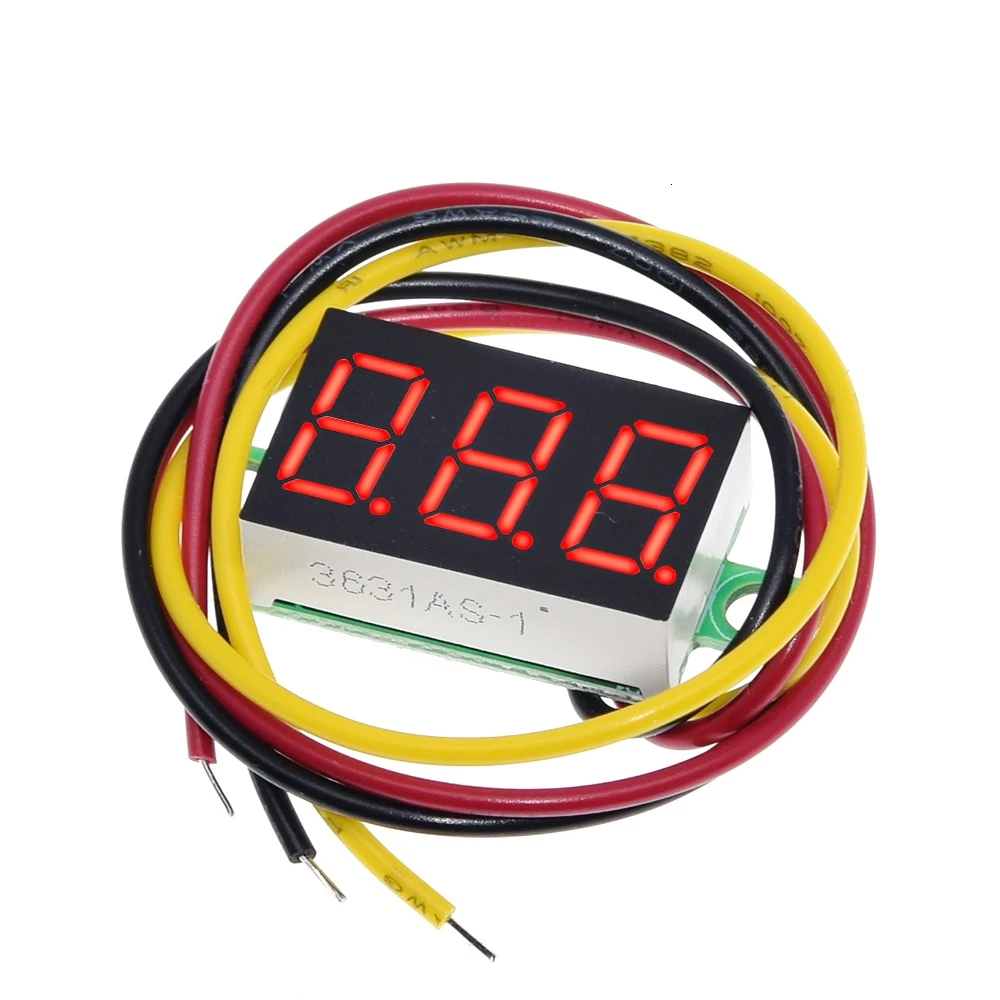 0.36 Inch 2/3 Wire 0.36'' DC 4.5-30V 3 Digit Display Voltmeter Mini LED Digital Panel Voltage Meter Instrument Red/Blue/Green