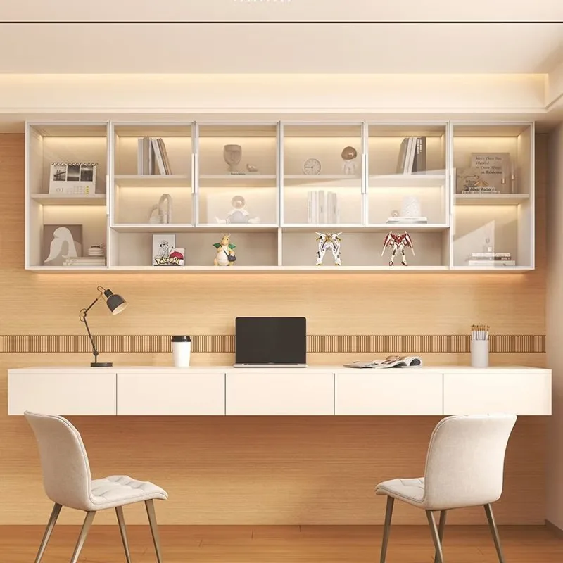 

West solid wood wall bookcase bookshelf shelf creative wall hanging cabinet wall storage simple bedroom suspended computer desk