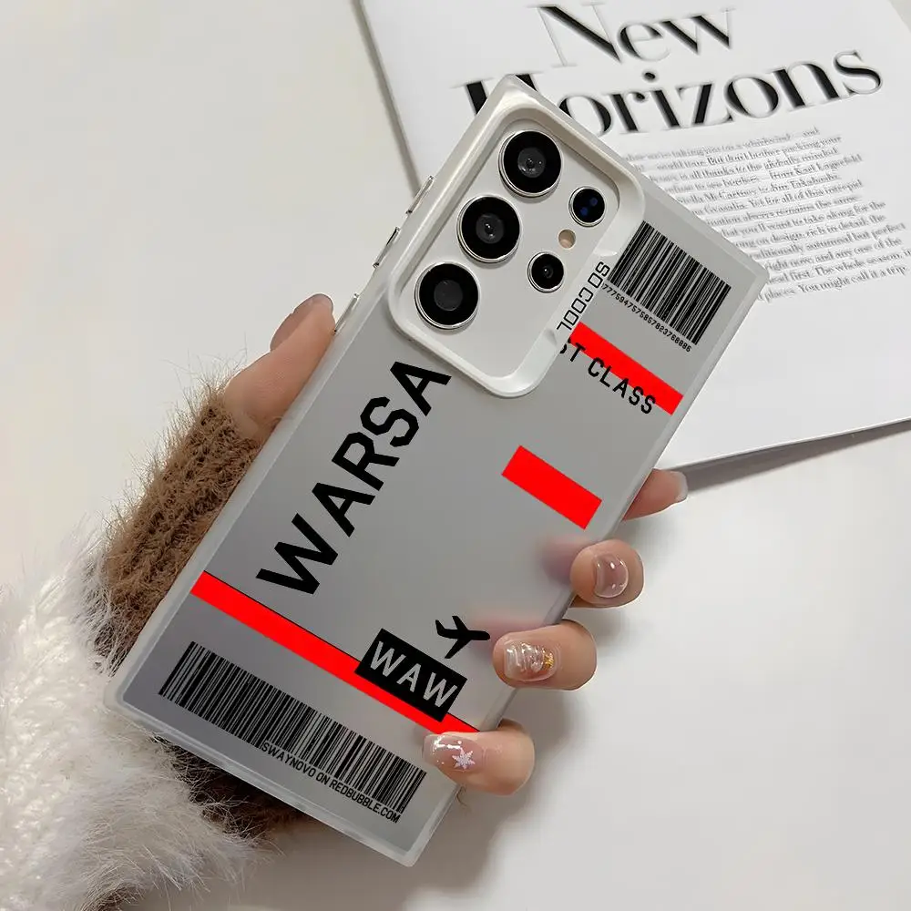 بولندا طائرة السفر تذكرة جراب هاتف لسامسونج غالاكسي S25 S24 S22 S23 الترا S21 S23 زائد 5G لامعة غطاء من البولي يوريثان للصدمات Funda