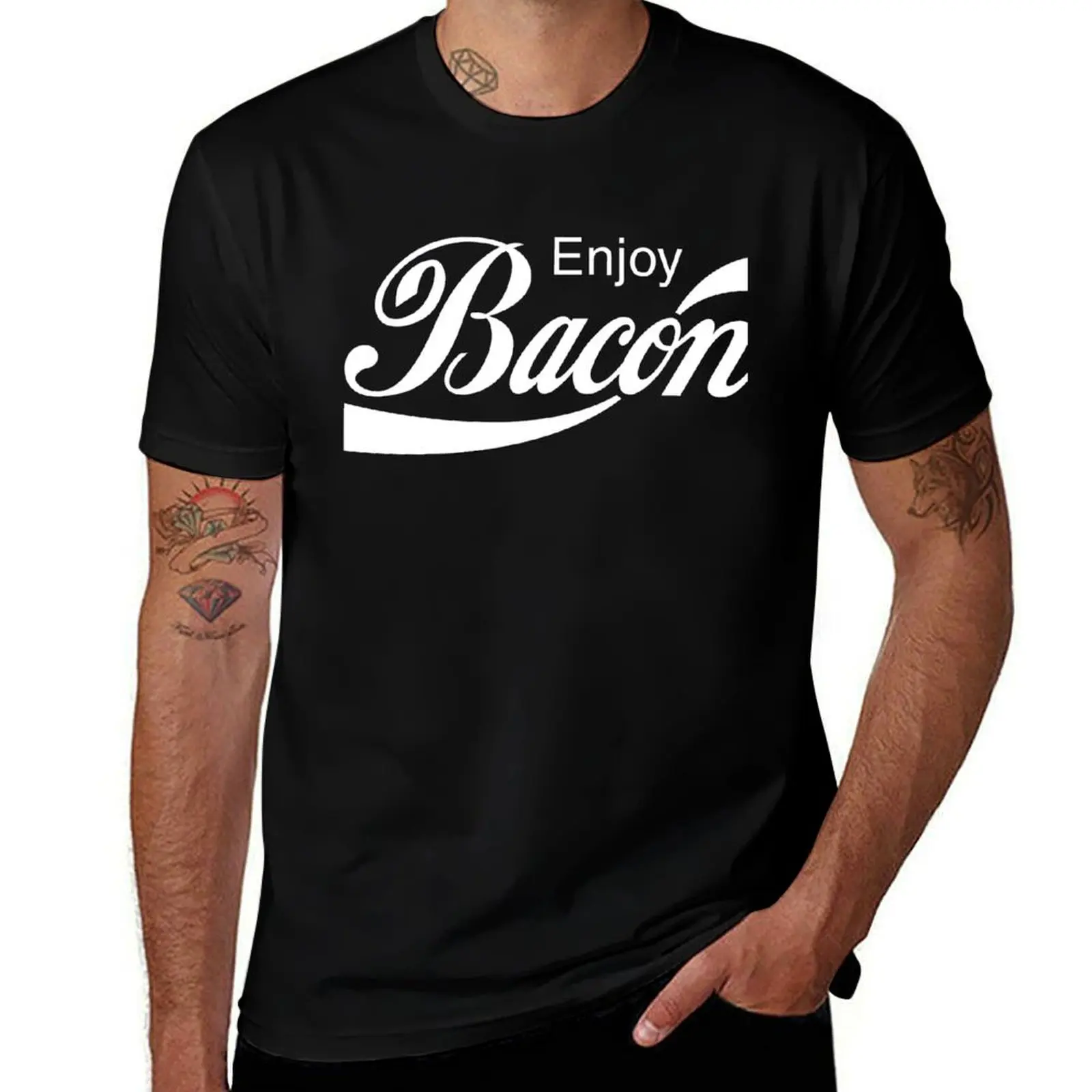 

Enjoy BACON T-Shirt funny t shirts cotton t shirts for man pack white
