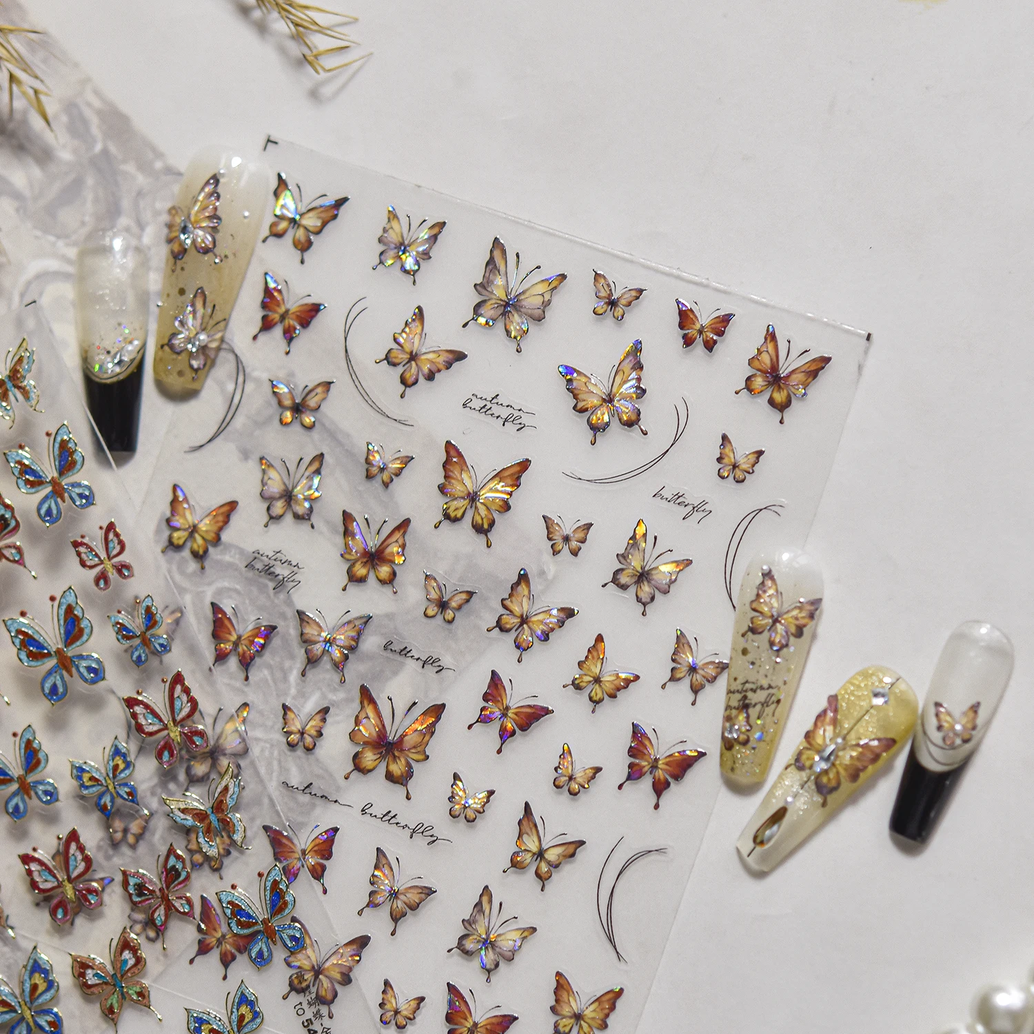 1PCS 5D Portable Self-Adhesive Butterfly Nail Sticker Hot Stamping Hollow Nail Jewelry Student Party Versatile Sticker