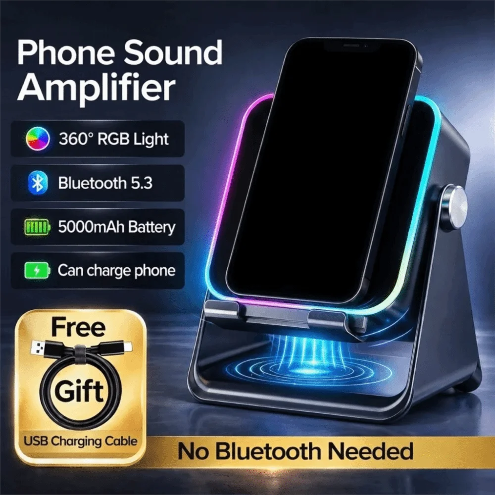 Auto-induction Wireless Induction Speaker RGB Light 8 Mode Bluetooth Speaker Phone Stand Portable Adjustable