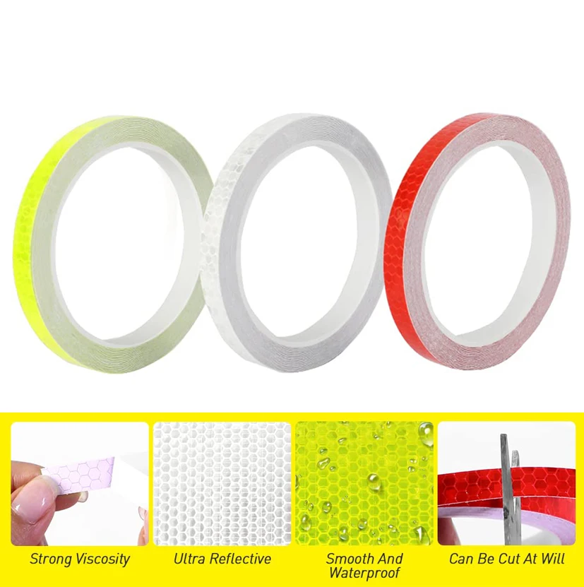 Waterproof High Visibility Reflective Warning Stickers Self Adhesive Safety Warning Tape For Vehicles Bikes Helmets