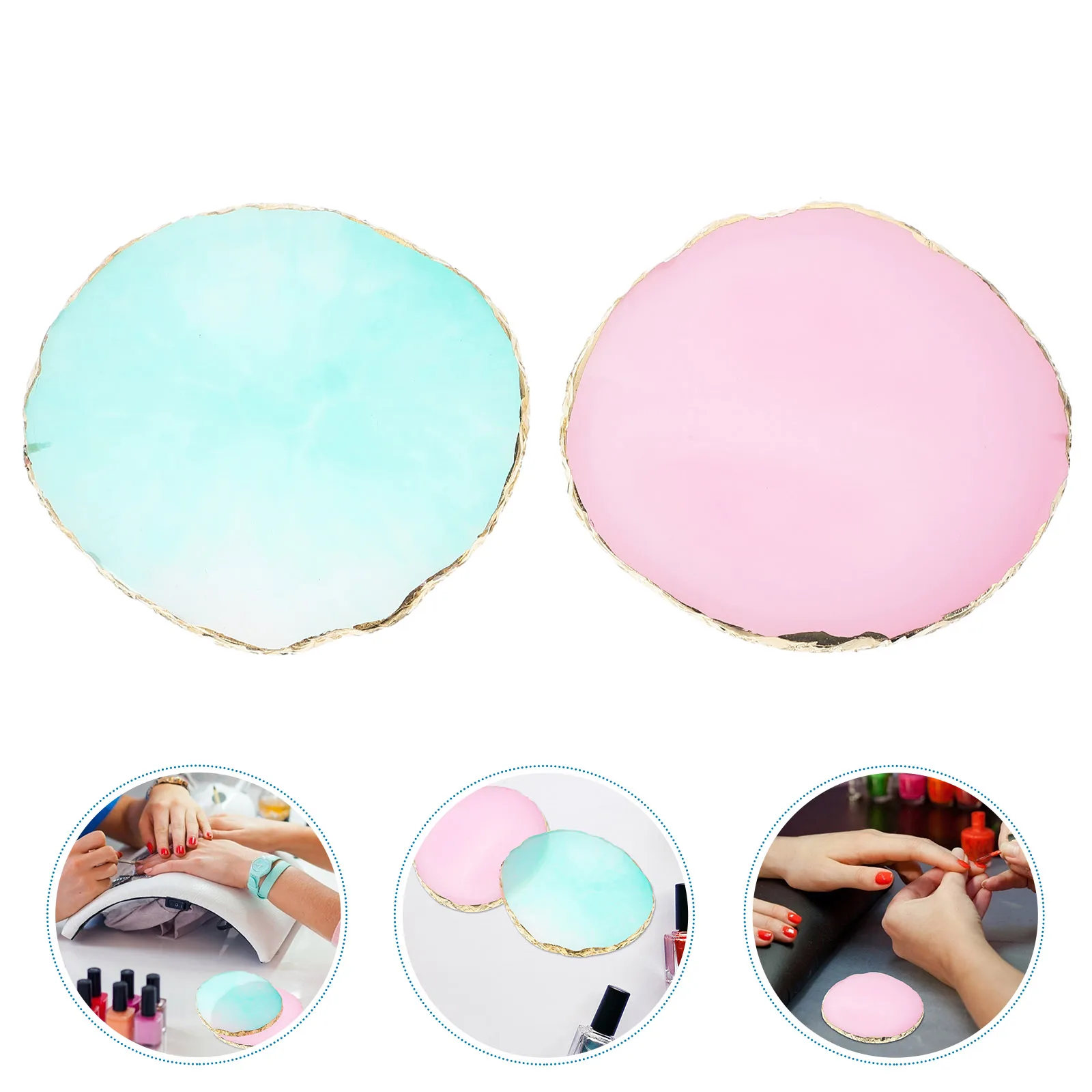 2 pezzi tavolozza per nail art resina miscelazione colore agata fette verde viola unghie smalto vassoio strumenti base cappotto strato superiore gel manicure