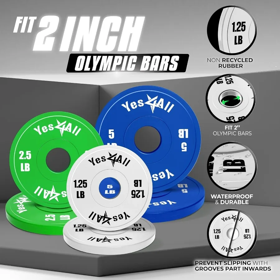 مجموعة أطباق وزن كسور لصالة الألعاب الرياضية المنزلية وتدريبات اللياقة البدنية المتوفرة في مواد الصلب والمطاط تتضمن 2 4 6 أطباق في