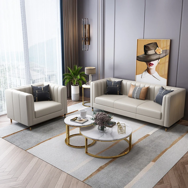 Modern home luxury leather combination sofa furniture custom simple combination sofa wooden frame living room sofa