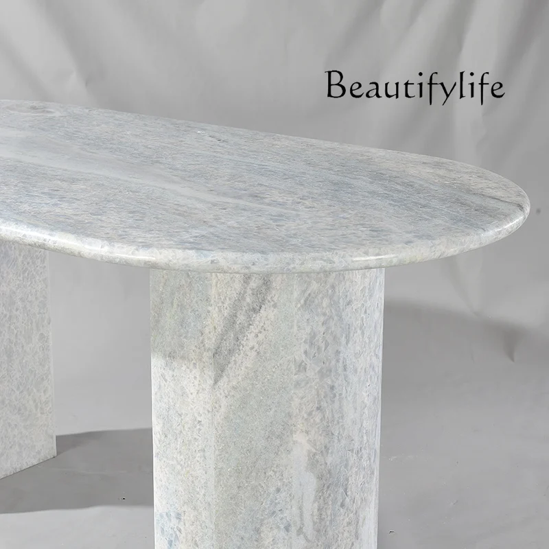 Natural blue crystal dining table living room modern simple light luxury dining table marble dining room