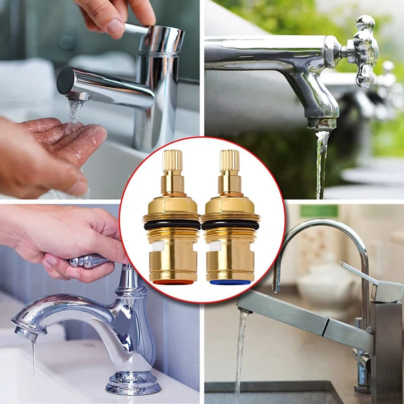 2Piece Brass Ceramic Stem Ceramic Disc Cartridge Faucet Valve Cartridge Repair Replacement Parts Replacement Faucet Gold