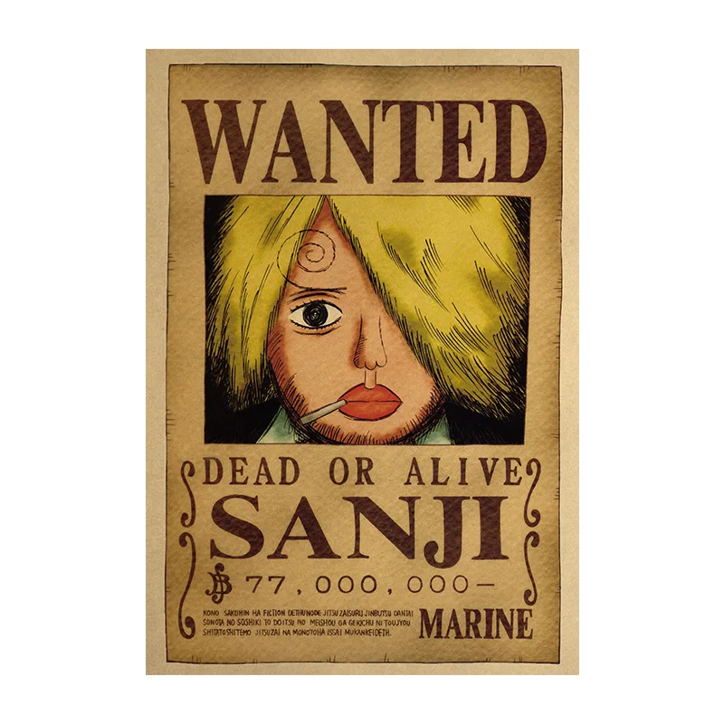 10Pcs Set One Piece Luffy Kraft Paper Bounty Poster Zoro Nami Nico Figures Anime Decorative Painting Wanted Posters Kid Toy Gift