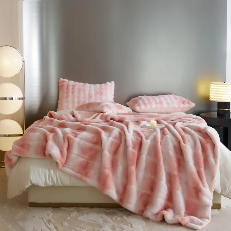 A-Class Autumn Winter Grid Milk Velvet Blanket Thick Warm Faux Fur Throw Blanket for Office Soft Multi-Purpose Anti-Static Shawl