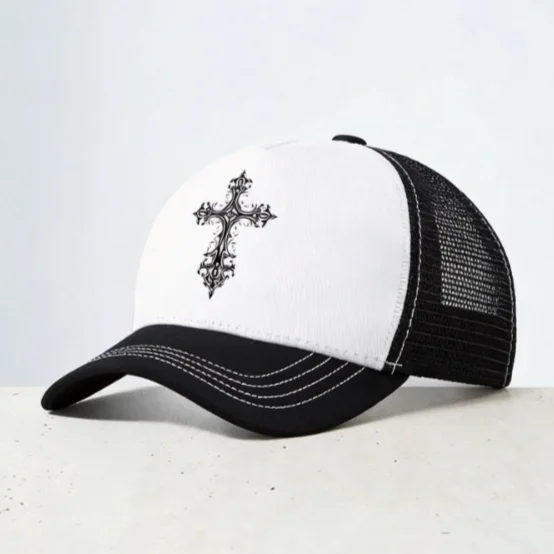 

Crosses Baseball Cap men Gothic Hip hop hat Fashion Jesus Christ hats cool Mesh Breathable Trucker Caps