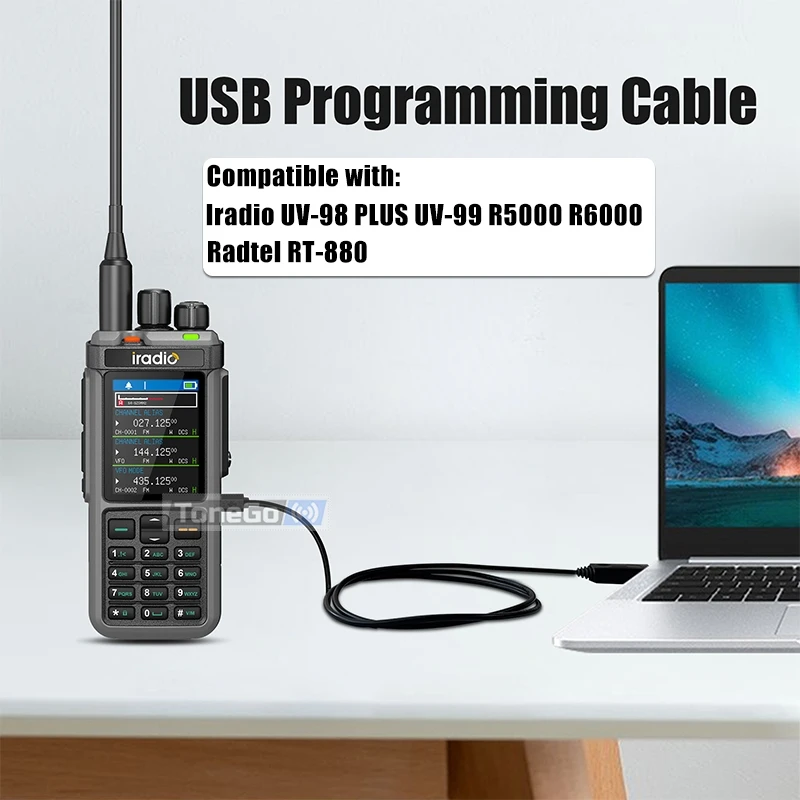 Iradio UV-98 Plus USB Programming Cable Type-C Interface CH340 Chip Support Win11 For UV-99 R5000 R6000 R80 RT-880 Two Way Radio