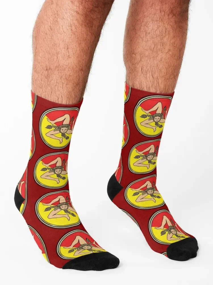 Sicilia Sicily flag coat of arms Socks basketball loose christmas gift winter Women's Socks Men's
