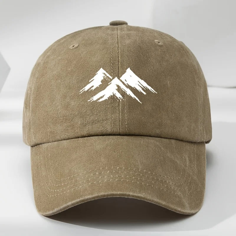 Interessante Baseballkappe, Bergdruck, Freizeitsport für Herren im Freien, atmungsaktive Entenschnabelmütze, gewaschener Retro-Sonnenhut