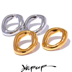 Yhpup Minimalist Geometry Hollow Cast Stainless Steel Waterproof Stud Earrings Fashion Trendy High Quality Jewelry Bijoux