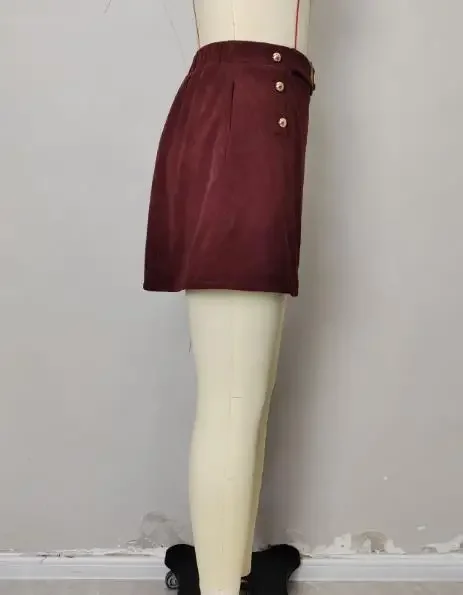 Female Skirts Autumn/Winter New Corduroy A Line Skirt Slimming Metal Trendy Versatile Wrap Skirts for Women