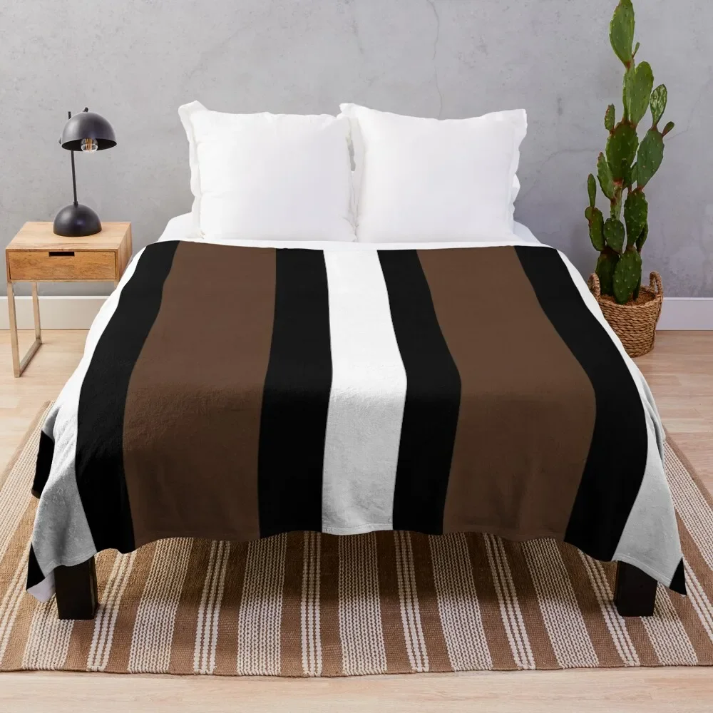 

Brown, black and white vertical line stripes Throw Blanket