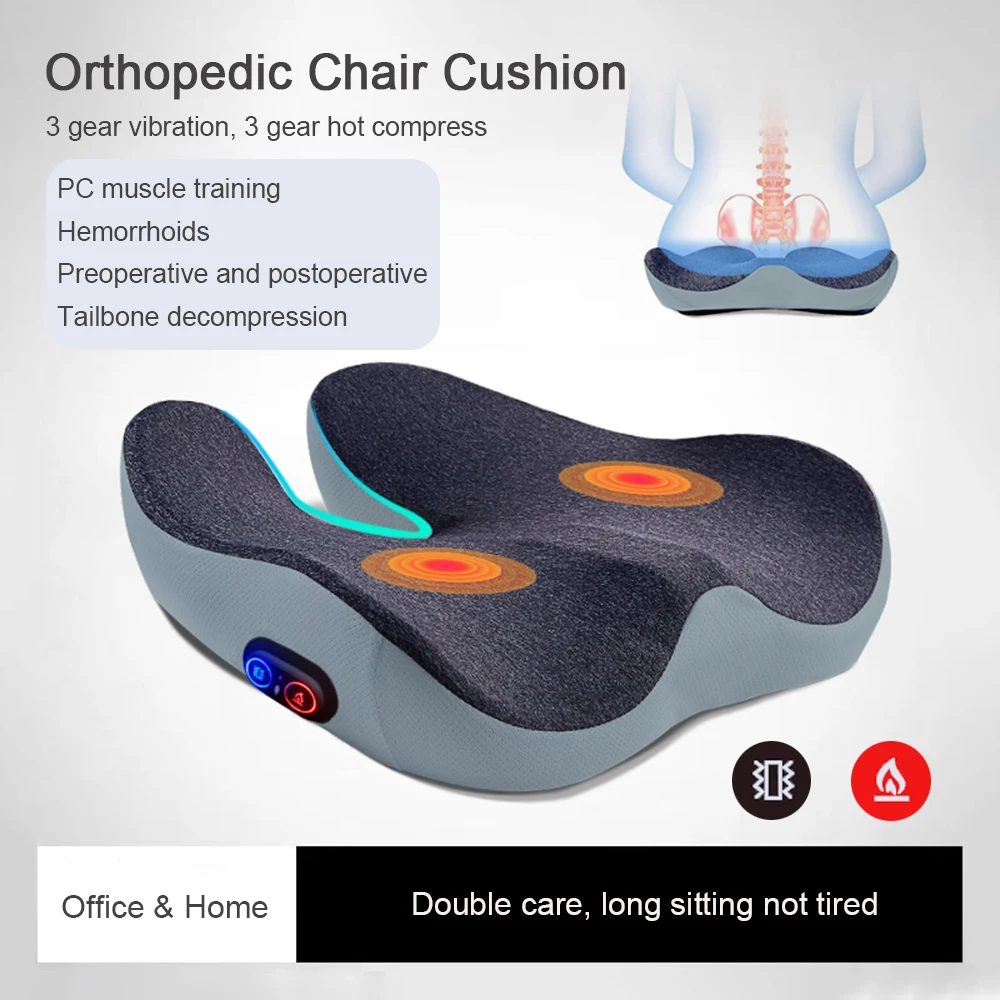 

Massage Cushion Vibration Massage Hot Compress Chair Pillow Caudal Vertebra Decompression Orthopedic Chair