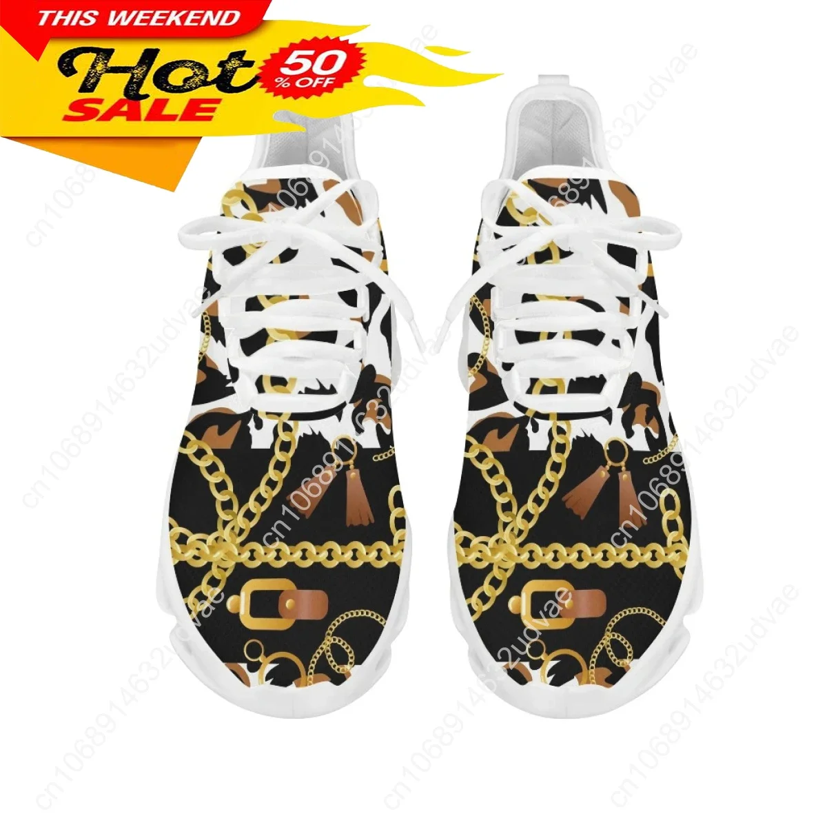 Fashion Leopard Women Platform Shoes Gold Baroque Chain Design Lady Couple Travel Mesh Sneaker Flat Footwear 2023