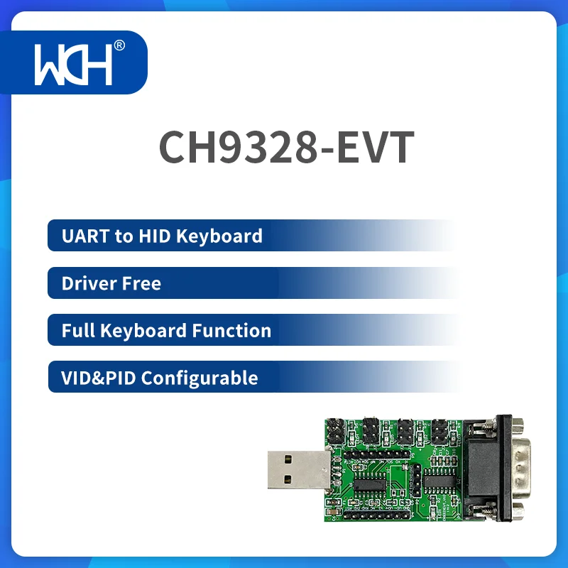 2 шт./партия, плата оценки CH9328, UART для HID клавиатуры, без драйвера, полная функция клавиатуры, настройка VID & PID