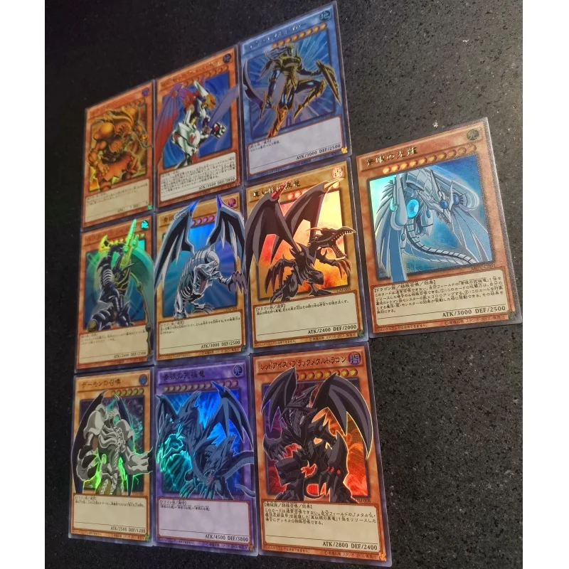 10 Sheets Flash Card Exodia Red Black Blue-Eyes White Dragon Yu-Gi-Oh! Framework Diy Action Toy Figures Anime Game Collection