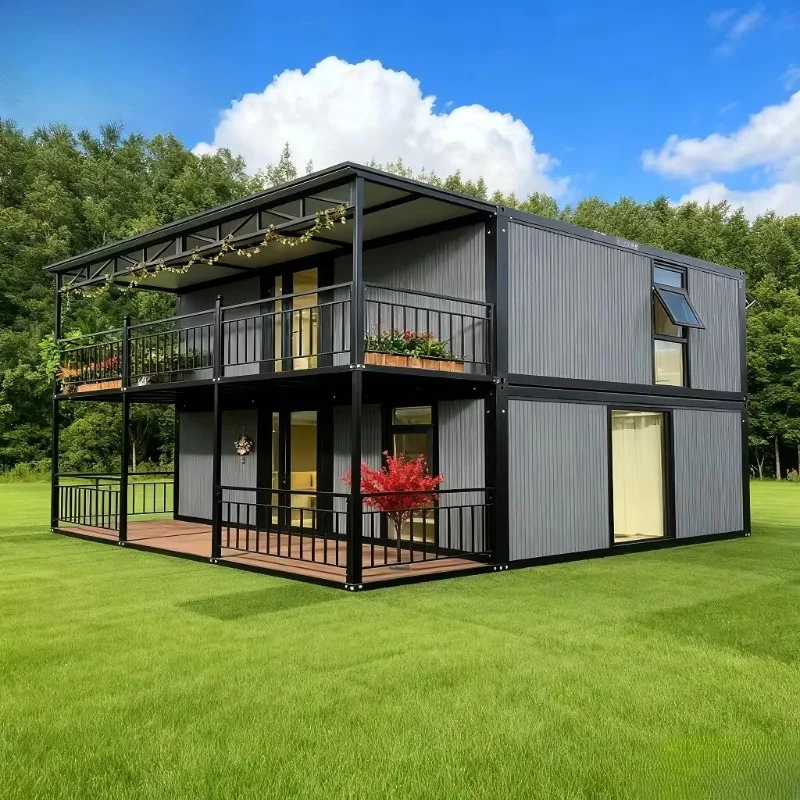 منزل حاوية حديث قابل للتوسيع بطول 20 قدمًا و40 قدمًا، فيلا جاهزة بطول 2 طابق مع طاقة شمسية للمعيشة المتنقلة #2