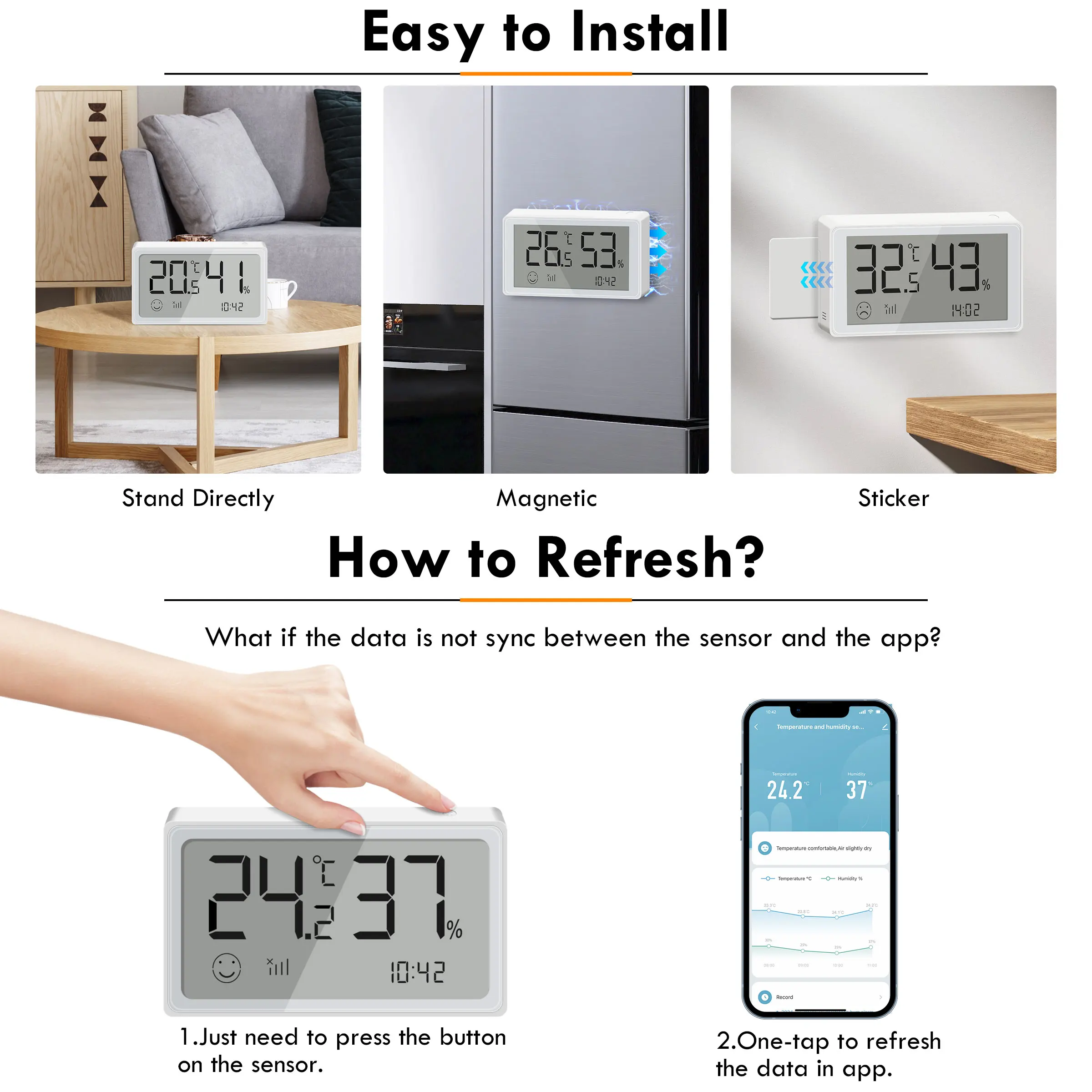 GIRIER Tuya ZigBee Smart Temperature Humidity Sensor Smart Indoor Thermometer Digital Hygrometer Works with Alexa Google Home