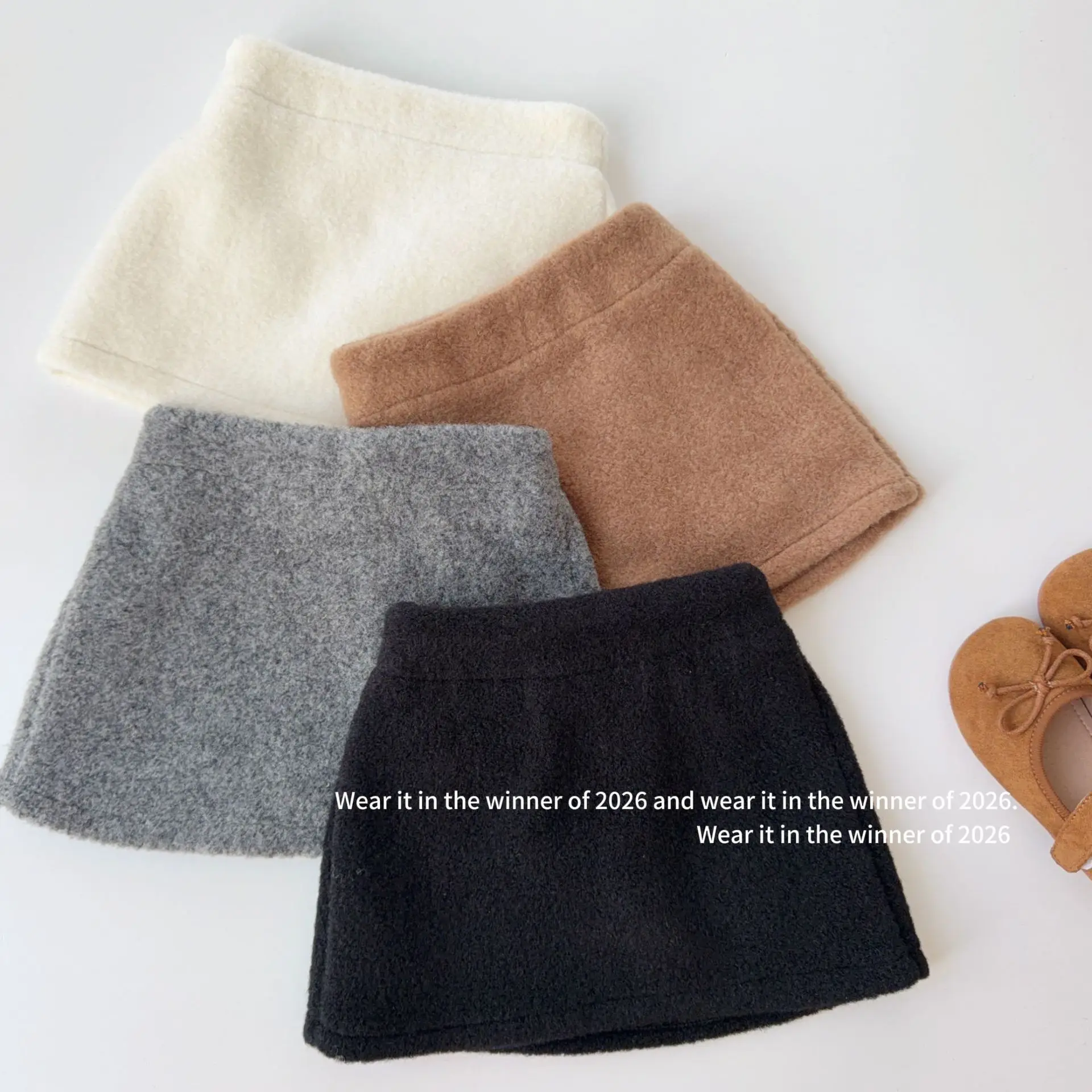 Girls Skirt 2026 Autumn and Winter New Children's Clothing Korean Style Girl Baby Soft Waxy Solid Color Thick Woolen Skirt Skirt