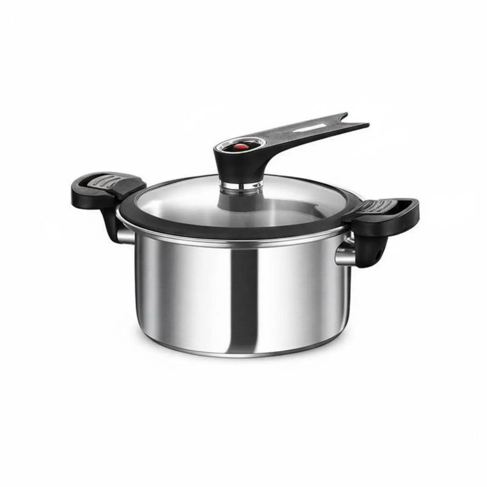 Micro Pressure Cooker Stainless Steel Stew Pot with Glass Lid Universal Bottom for Electric Induction Gas Stove
