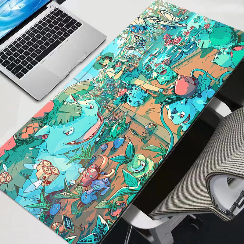

90x40cm Mouse Pad Computer Laptop Anime Keyboard Mouse Mat P-Pokemon Bulbasaur Mousepad Keyboards Pad Gamers Decoracion Desk Mat