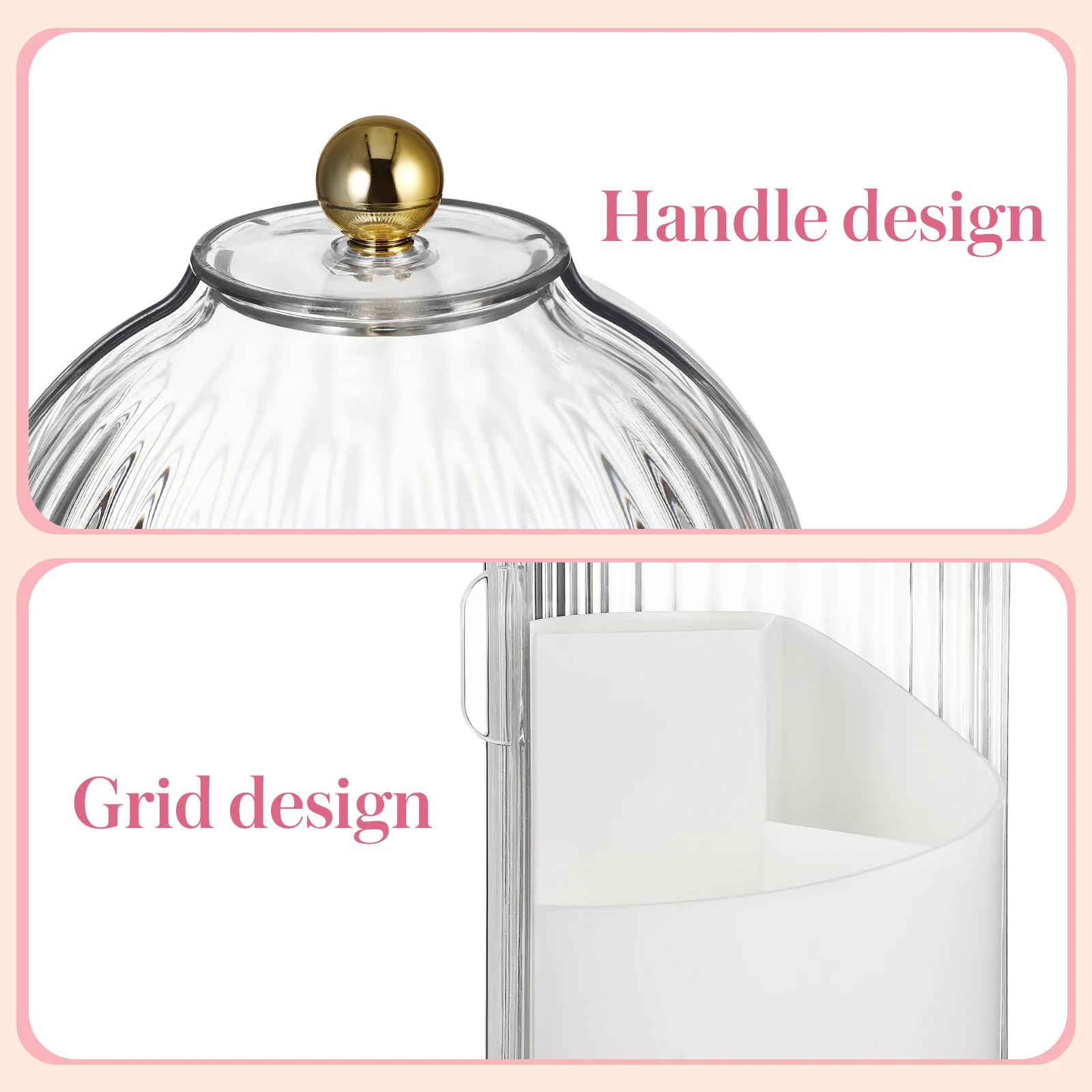 

Makeup Brush Storage Box 360 Rotation Transparent Cover Organizer for Desk Vanity Brush Holder Container