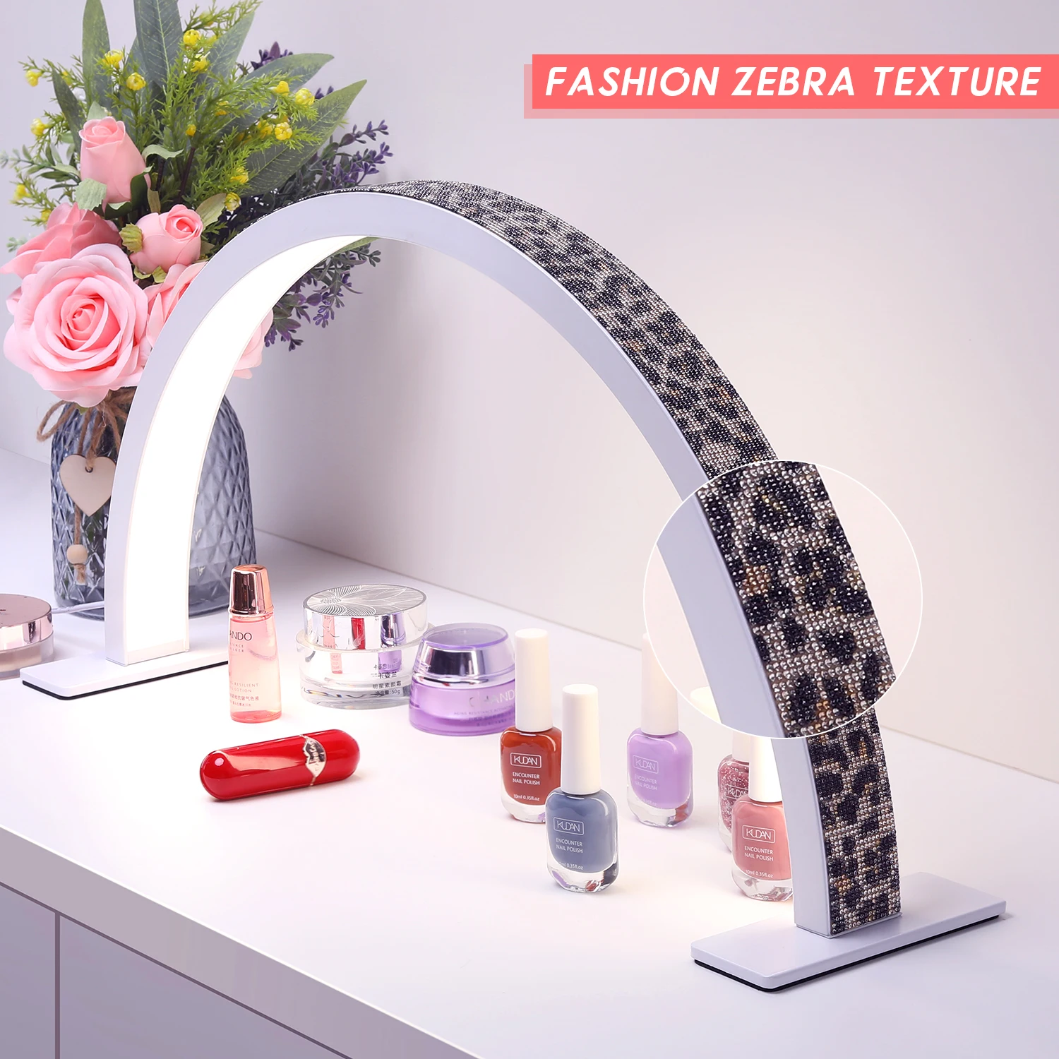 Luipaardprint Strass Halve Maan Nagellamp LED Tafelgellamp Bureau Manicure Licht voor Nagelschoonheidssalons