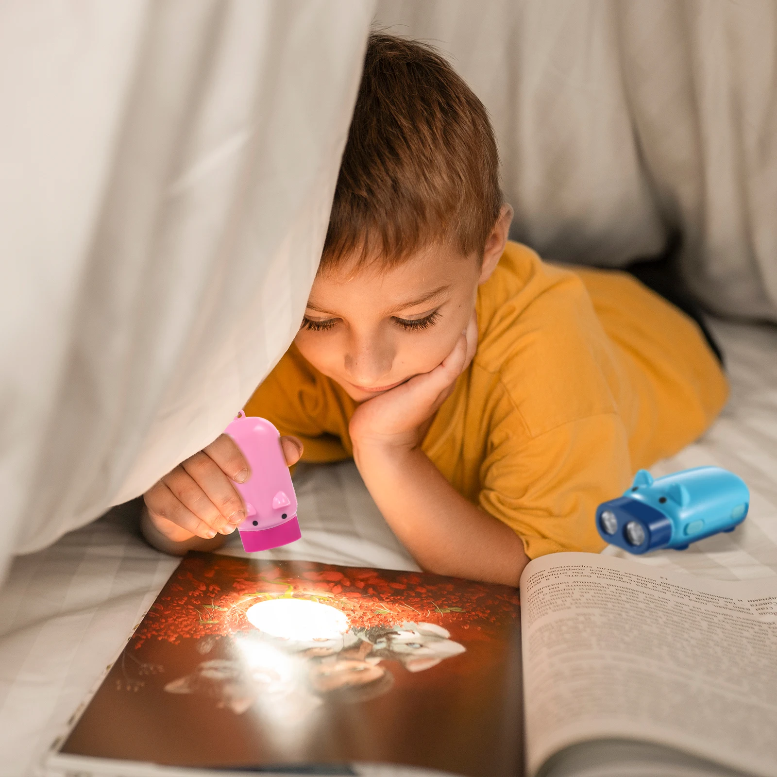 

3pcs Cartoon Flashlight Kawaii Pig Pattern Hand Pressing Portable Small Electric Torch Outdoor Camping Dog Walking Gifts