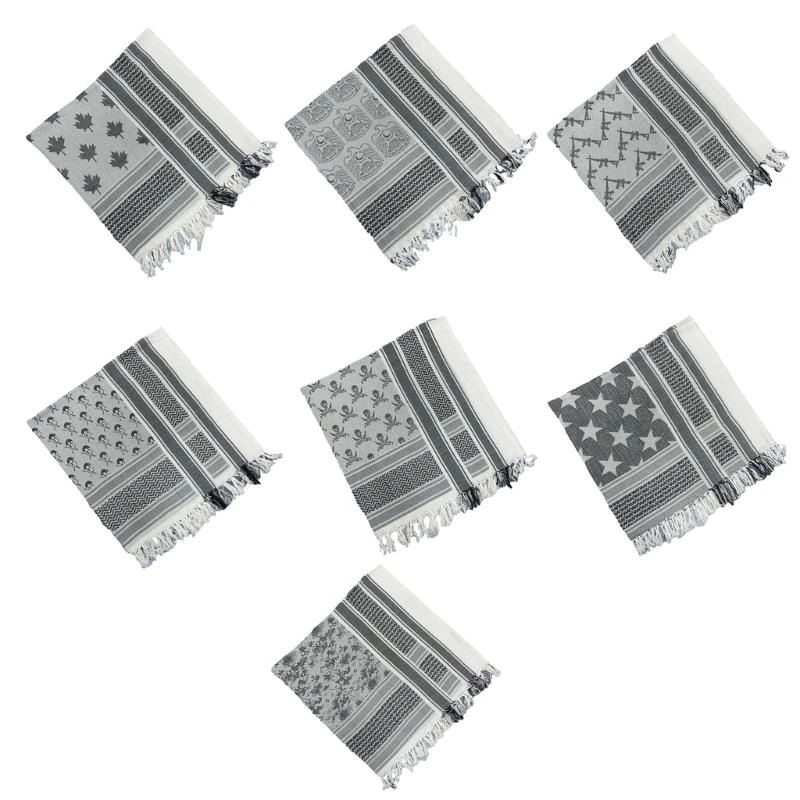 

Black and White Arab Keffiyeh Shemagh Scarf with Tassels Lightweight Neck Warmer Camping Desert Scarves Shawl Headwrap
