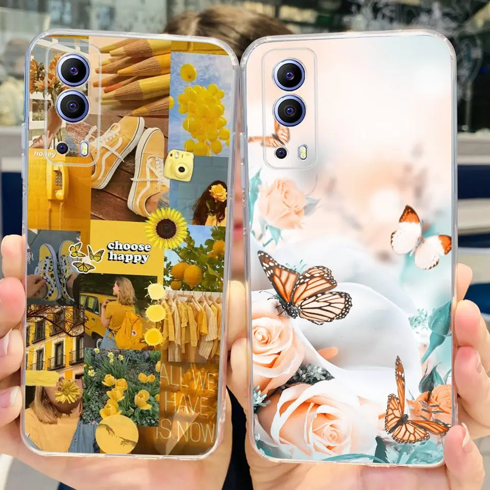 Transparent Phone Case For Vivo Y72 5G V2041 Soft Silicone Slim TPU Flower Astronaut  Cartoon Cute Painting Back Cover VivoY72